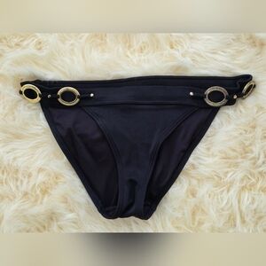 Victoria's Secret Black Bikini Bottom Size Small Gold Details